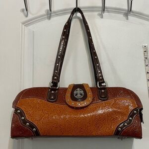 Genuine leather MC Handbag cowgirl western rustic hobo embellished